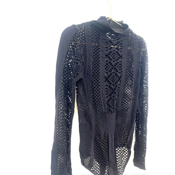 House London Bodycon Leotard Bodysuit Shirt Black Cutout - Picture 4 of 11